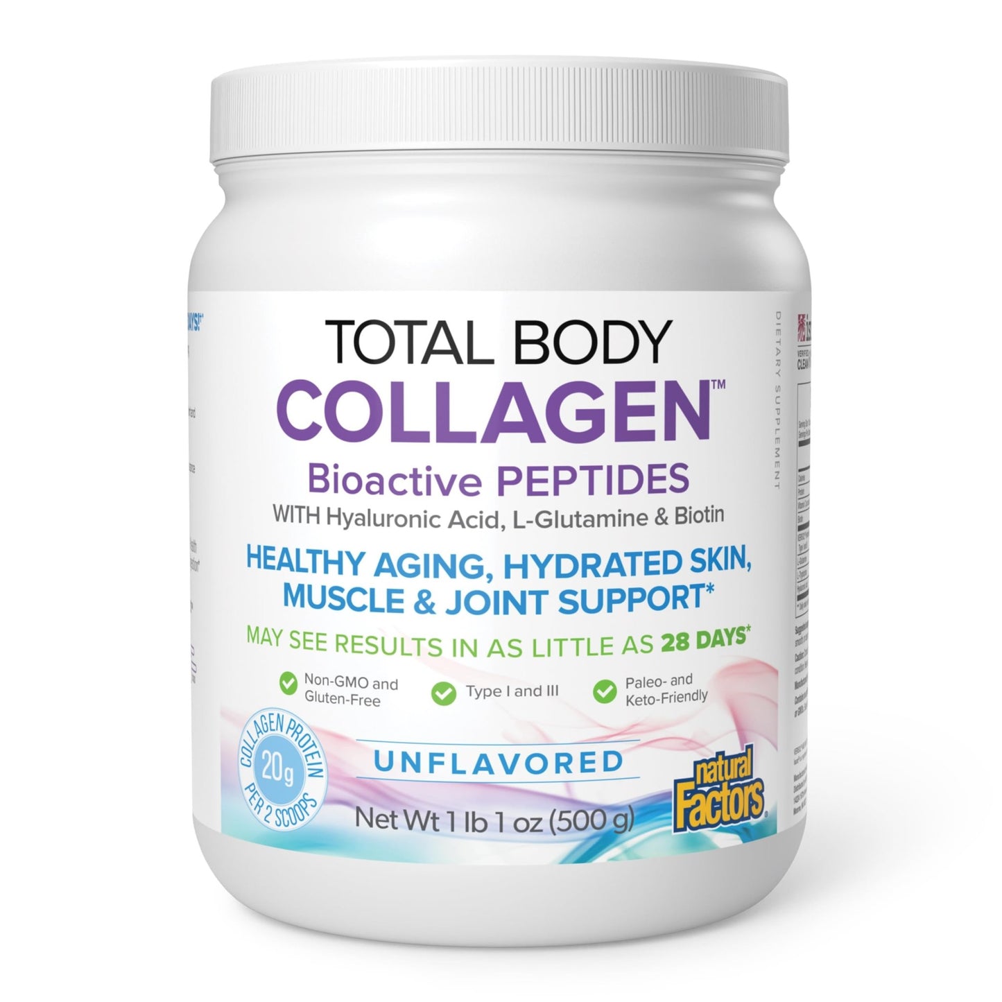Natural Factors Total Body Collagen - Bioactive Collagen Supplement for Hair & Nail Growth Support - Healthy Skin Supplement with Protein, Vitamin C & More - dailyvitalstore