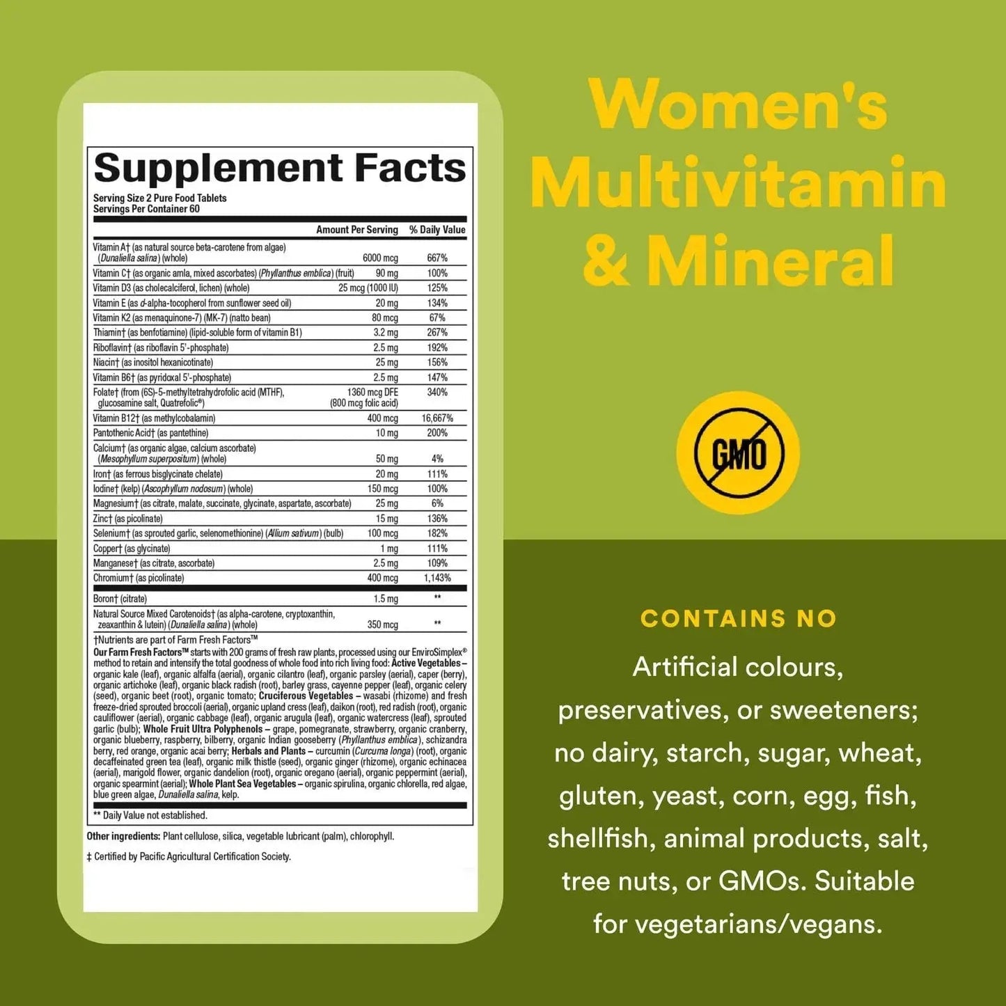 Natural Factors Whole Earth & Sea Women's Multivitamin & Mineral, Whole Food Supplement, Vegan, 120 Tablets - dailyvitalstore