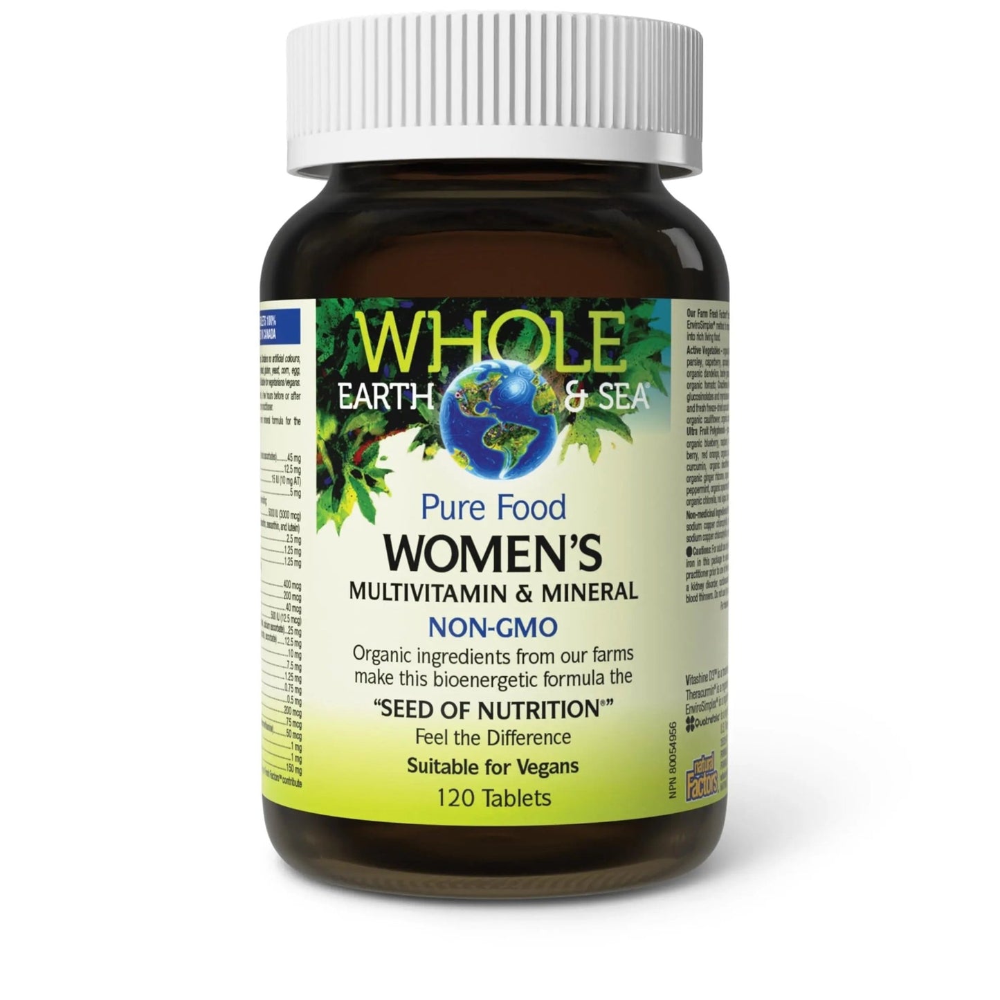 Natural Factors Whole Earth & Sea Women's Multivitamin & Mineral, Whole Food Supplement, Vegan, 120 Tablets - dailyvitalstore