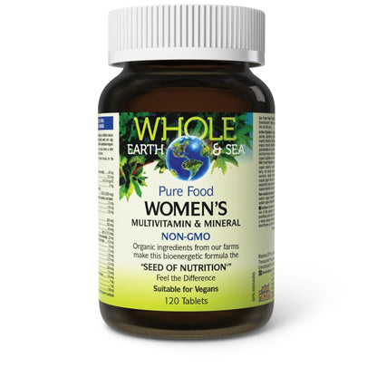 Natural Factors Whole Earth & Sea Women's Multivitamin & Mineral, Whole Food Supplement, Vegan, 120 Tablets - dailyvitalstore