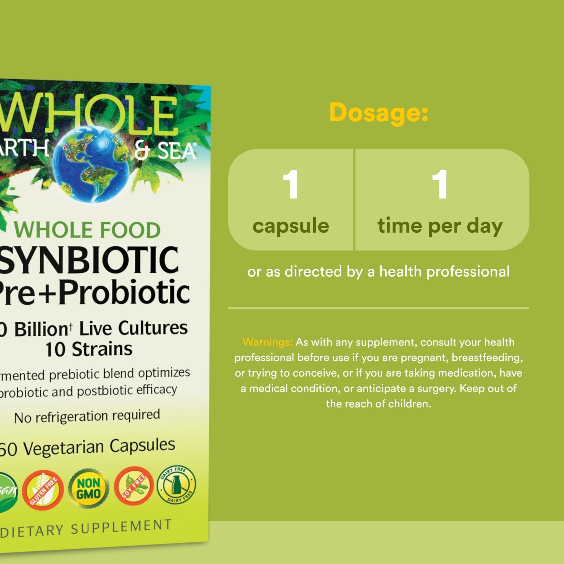 Natural Factors Whole Food Synbiotic Pre+Probiotic 10 Billion - Organic Gut & Digestive Health Supplement - Non-GMO, Gluten-Free & Dairy-Free - dailyvitalstore