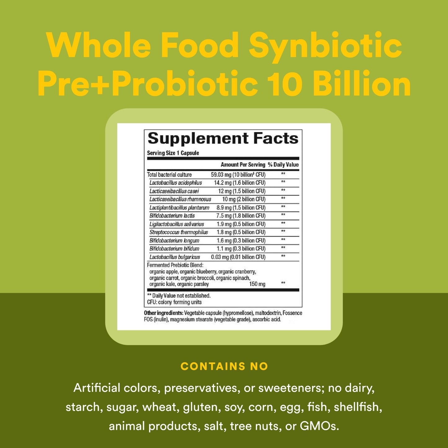 Natural Factors Whole Food Synbiotic Pre+Probiotic 10 Billion - Organic Gut & Digestive Health Supplement - Non-GMO, Gluten-Free & Dairy-Free - dailyvitalstore