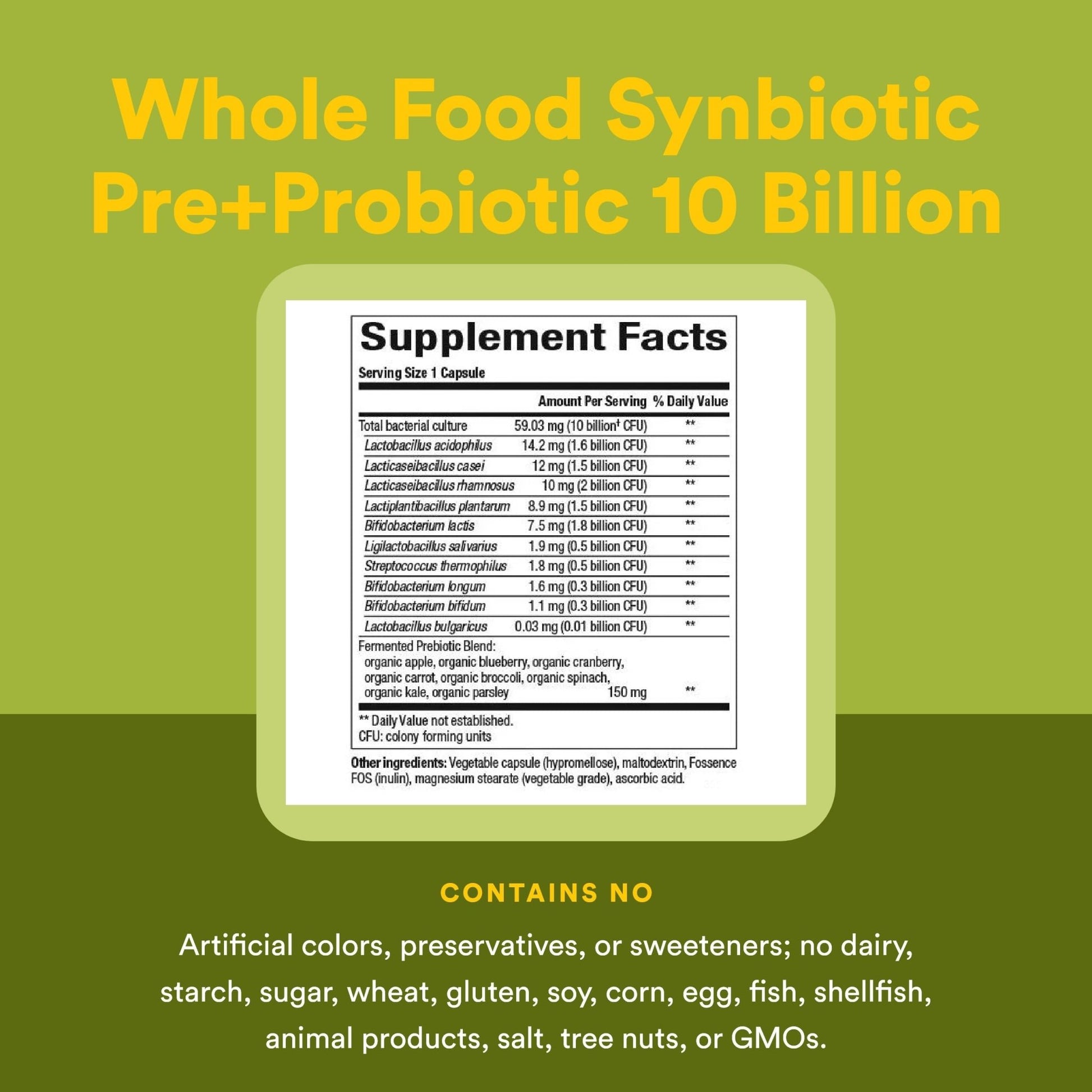 Natural Factors Whole Food Synbiotic Pre+Probiotic 10 Billion - Organic Gut & Digestive Health Supplement - Non-GMO, Gluten-Free & Dairy-Free - dailyvitalstore