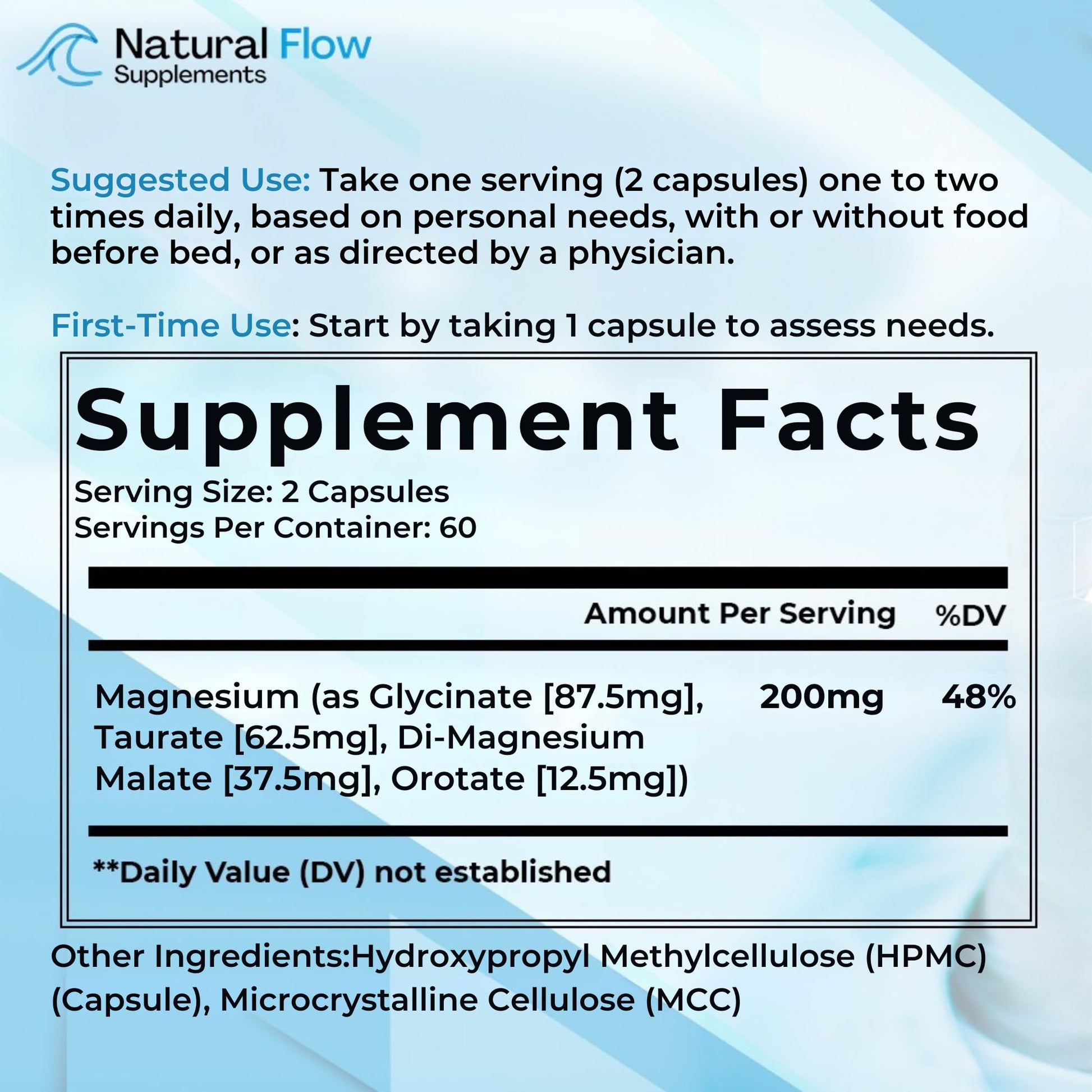 Natural Flow 4X Magnesium Supplement, Magnesium Glycinate, Taurate, Malate, Orotate Complex, Calm Sleep and Cramp Support Blend, No Mag Citrate or Oxide, 120 Capsules - dailyvitalstore