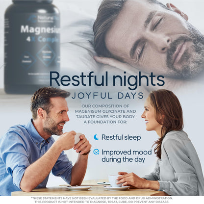 Natural Flow 4X Magnesium Supplement, Magnesium Glycinate, Taurate, Malate, Orotate Complex, Calm Sleep and Cramp Support Blend, No Mag Citrate or Oxide, 120 Capsules - dailyvitalstore
