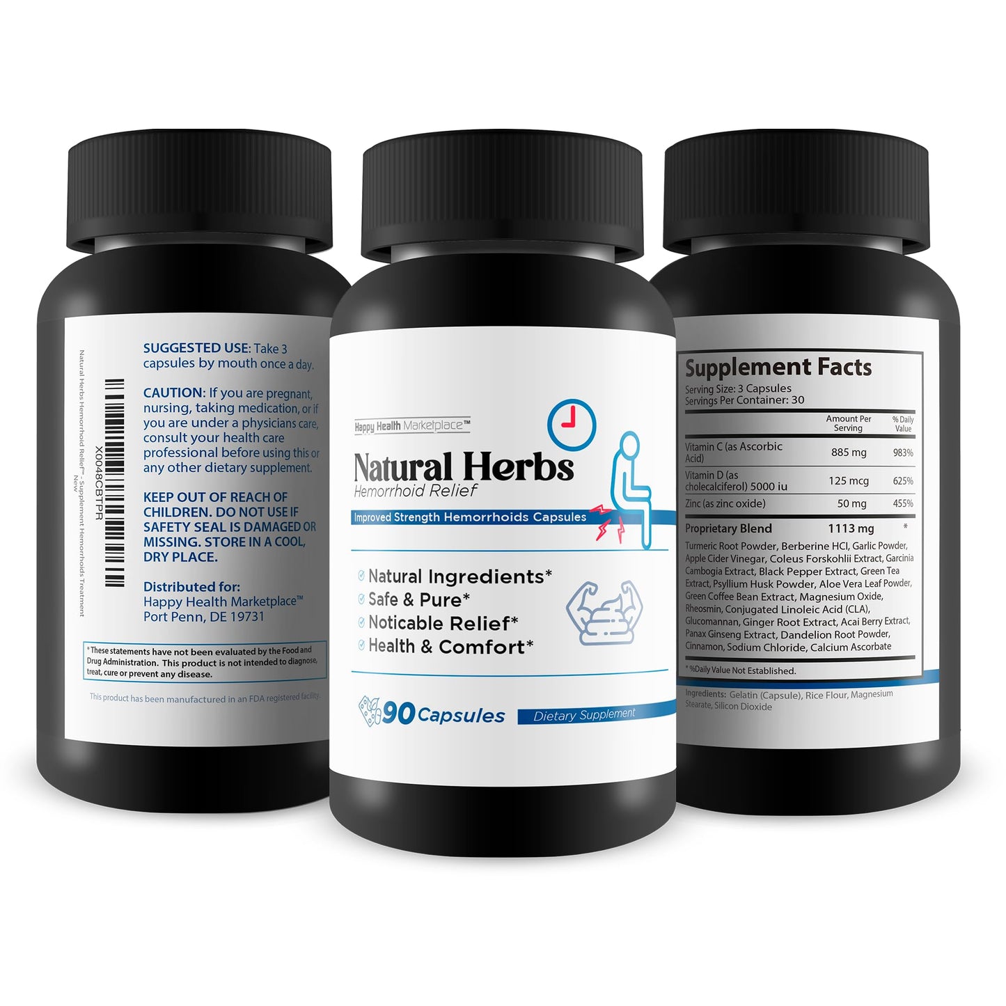 Natural Herbs Hemorrhoids Capsules - Our Best Hemorrhoid Relief Supplement - Premium Natural Herbs Strength Hemorrhoids Capsules - Hemorrhoids Natural Herbs Hemorrhoid Treatment Hemorrhoids Treatment - dailyvitalstore