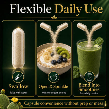 Natural Home Cures Premium Freeze-Dried Nopal Cactus Capsules, Mountain-Grown in Mexico, Whole Prickly Pear Cactus Powder Supplement, No Fillers - dailyvitalstore