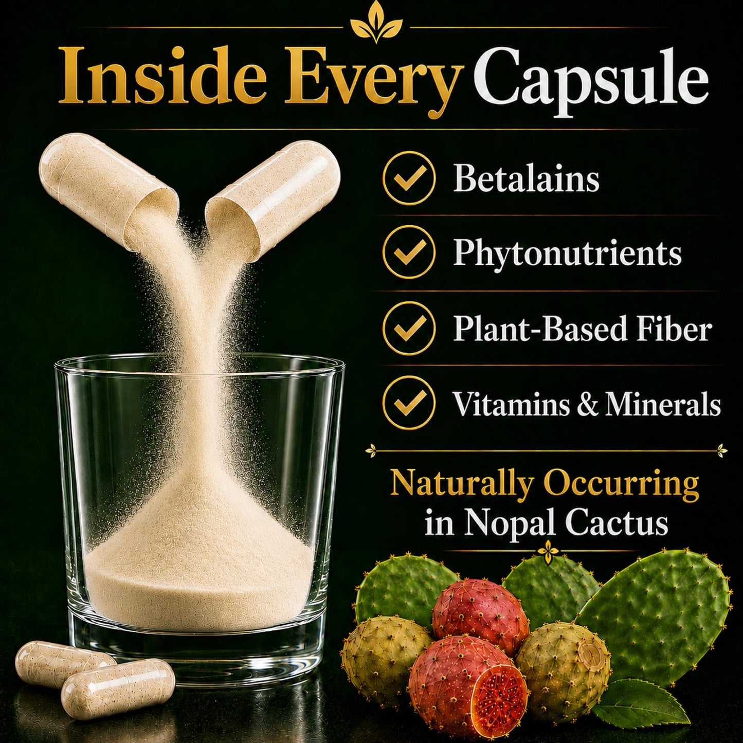 Natural Home Cures Premium Freeze-Dried Nopal Cactus Capsules, Mountain-Grown in Mexico, Whole Prickly Pear Cactus Powder Supplement, No Fillers - dailyvitalstore