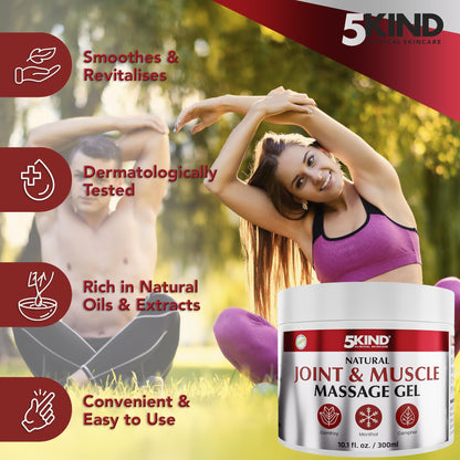Natural Joint & Musccle Therapy Gel 10.1 Fl Oz- Calendula Cream with Camphor, Comfrey & Menthol - High Strength Revitalising Muscle Rub- Joint Gel for Muscles, Back, Knees, Neck & Shoulders 5Kind - dailyvitalstore
