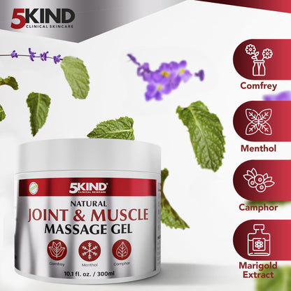 Natural Joint & Musccle Therapy Gel 10.1 Fl Oz- Calendula Cream with Camphor, Comfrey & Menthol - High Strength Revitalising Muscle Rub- Joint Gel for Muscles, Back, Knees, Neck & Shoulders 5Kind - dailyvitalstore