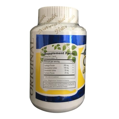 Natural medix Cartilage – Joint Support Supplement with Glucosamine, Collagen & Magnesium – 100 Caps - Cartílago de Tiburon - dailyvitalstore