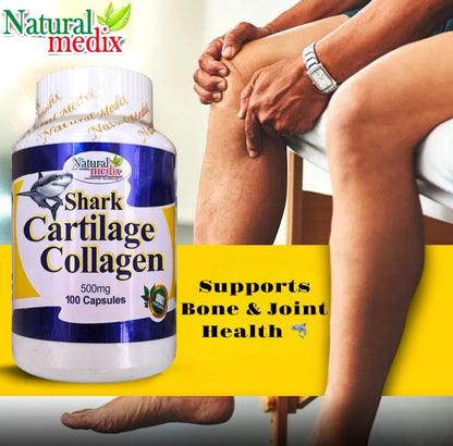 Natural medix Cartilage – Joint Support Supplement with Glucosamine, Collagen & Magnesium – 100 Caps - Cartílago de Tiburon - dailyvitalstore