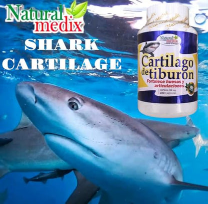 Natural medix Cartilage – Joint Support Supplement with Glucosamine, Collagen & Magnesium – 100 Caps - Cartílago de Tiburon - dailyvitalstore