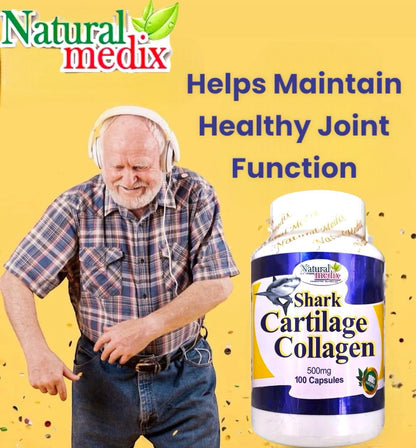 Natural medix Cartilage – Joint Support Supplement with Glucosamine, Collagen & Magnesium – 100 Caps - Cartílago de Tiburon - dailyvitalstore
