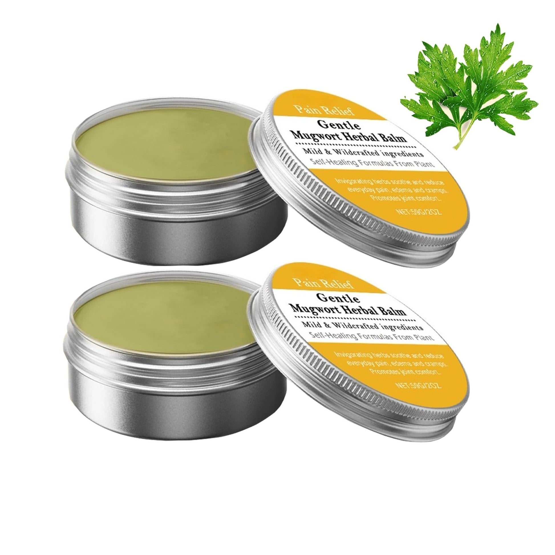 Natural Mugwort Herbal Balm with Tea Tree Oil & Mint, Cooling Muscle & Joint Relief Cream, Fast-Absorbing Massage Balm for Post-Workout Recovery, 2-Pack - dailyvitalstore