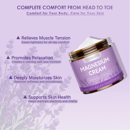 Natural Nighttime Magnesium Cream for Sleep & Pain Relief – Soothing Topical Magnesium Lotion for Leg Cramps & Muscle Relaxation, Apply to Legs or Feet Before Bed – Deep Hydration, 4.23 Fl Oz - dailyvitalstore