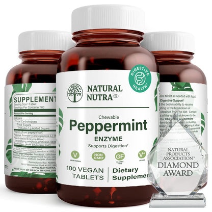 Natural Nutra Chewable Peppermint Digestive Enzyme Supplement, Help to Relieve Gas, Indigestion, and Other Digestive discomforts, Stomach Calmness, Papaya (Papain) - dailyvitalstore