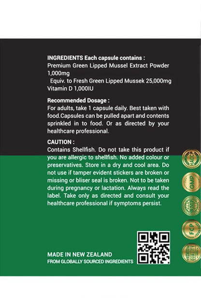 Natural NZ GLM (Green Lipped Mussel) Joint Max 25000 180 Capsuels (1) - dailyvitalstore