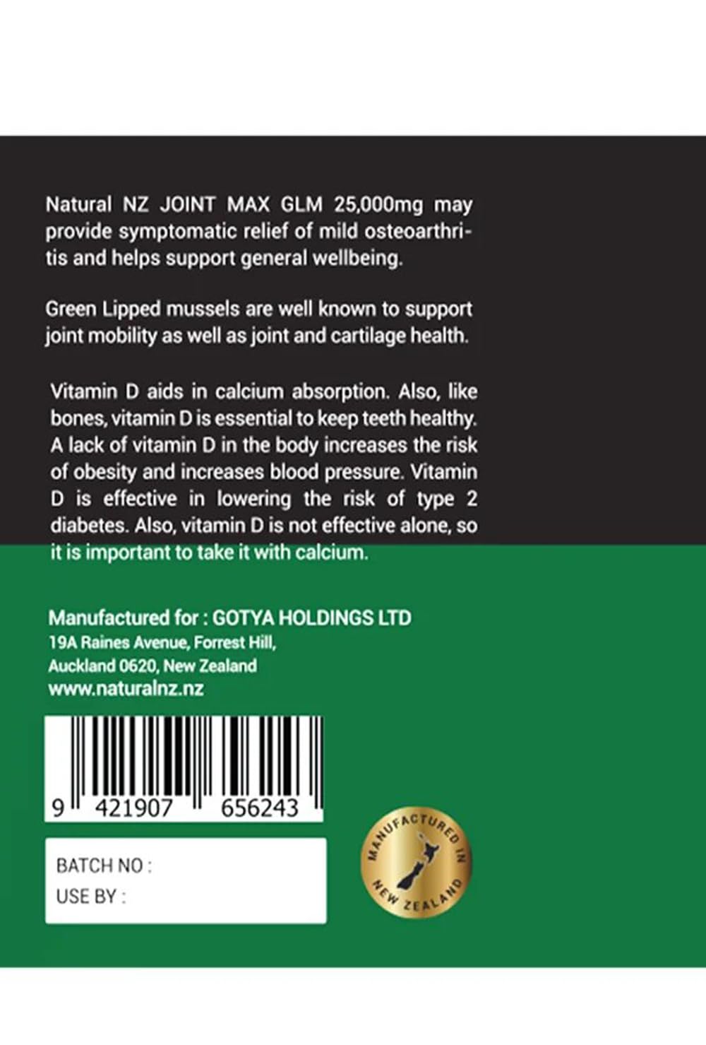 Natural NZ GLM (Green Lipped Mussel) Joint Max 25000 180 Capsuels (1) - dailyvitalstore