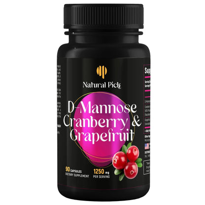 Natural Pick D-Mannose - Cranberry & Grapefruit – Cranberry Pills, UTI Treatment and Fast Relief for Women | Urinary Tract & Bladder Support. 90 Vegan Capsules, D mannose Supplements for Women - dailyvitalstore