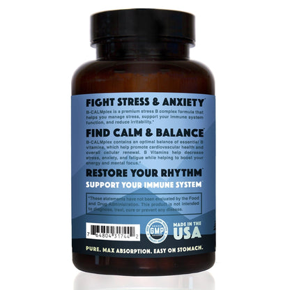 Natural Rhythm B-CALMplex B-Complex Vitamin Supplement, Comprehensive B Vitamin Blend with Methylfolate & B12, 3 Month Supply, 90 Capsules - dailyvitalstore