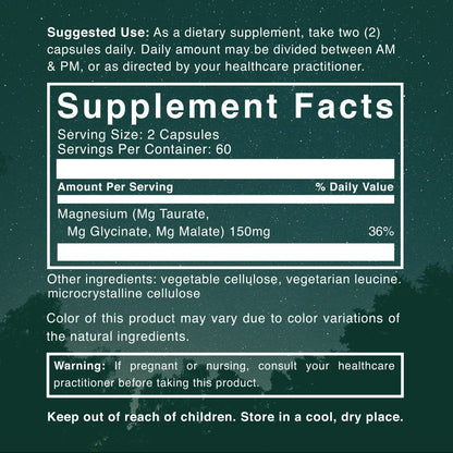 Natural Rhythm Triple Calm Magnesium Complex - 120 Capsules, Chelated Magnesium Glycinate, Taurate & Malate, High Absorption Supplement for Sleep, Stress, Muscle & Heart Support, Non-GMO, Vegan - dailyvitalstore