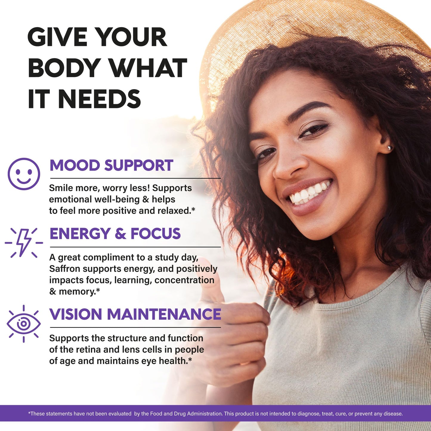 Natural Saffron Supplements - Pure Saffron Extract 88.5 mg - Mood | Focus | Vision | Energy Support - Eye Health for Women & Men - Lab Tested - NonGMO Vegan Pills - dailyvitalstore