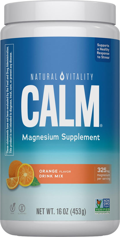 Natural Vitality Calm, Magnesium Citrate Supplement, Anti-Stress Drink Mix Powder, Gluten Free, Vegan - dailyvitalstore