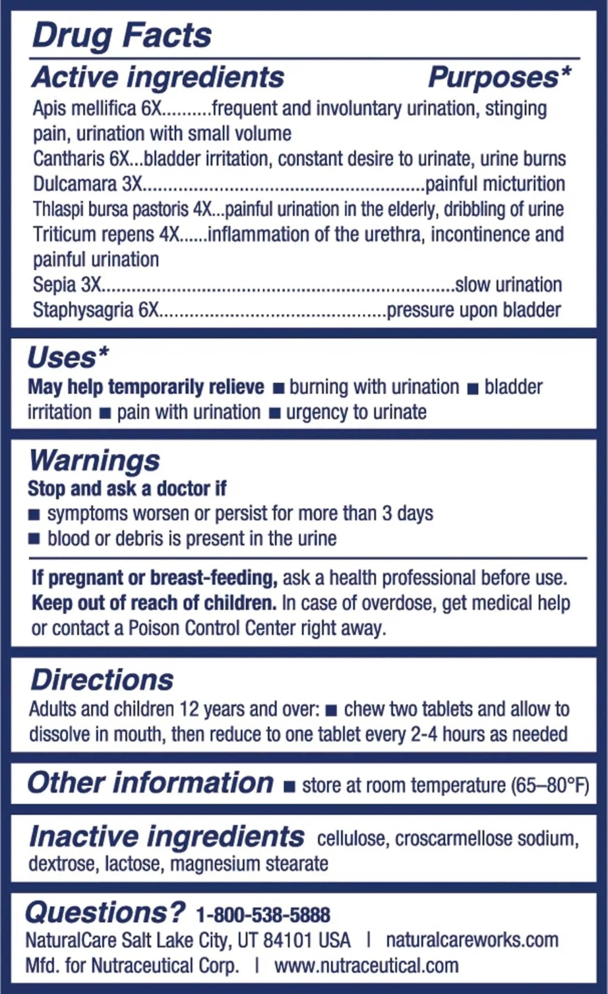 NaturalCare UTI Care Tablets - Fast-Acting Relief for Urinary Tract Infection, 60 Count - dailyvitalstore