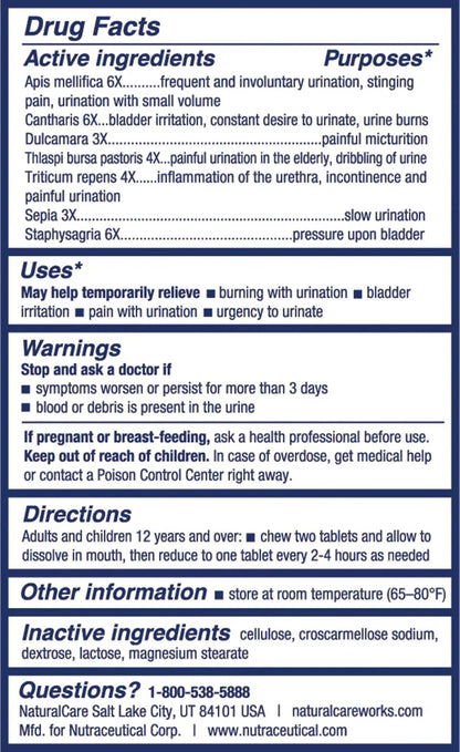 NaturalCare UTI Care Tablets - Fast-Acting Relief for Urinary Tract Infection, 60 Count - dailyvitalstore