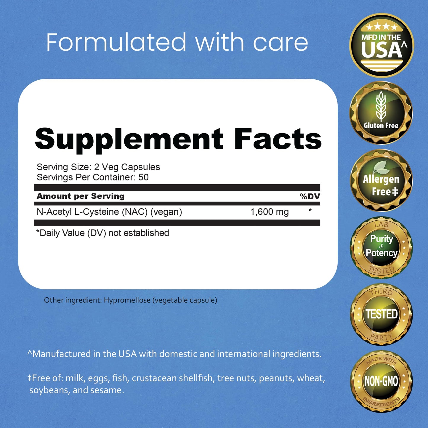 NaturaLife Labs N-Acetyl-L-Cysteine (NAC) 1600 mg – 100 Capsules, Non-GMO & Gluten-Free (2 Pack) (2) - dailyvitalstore
