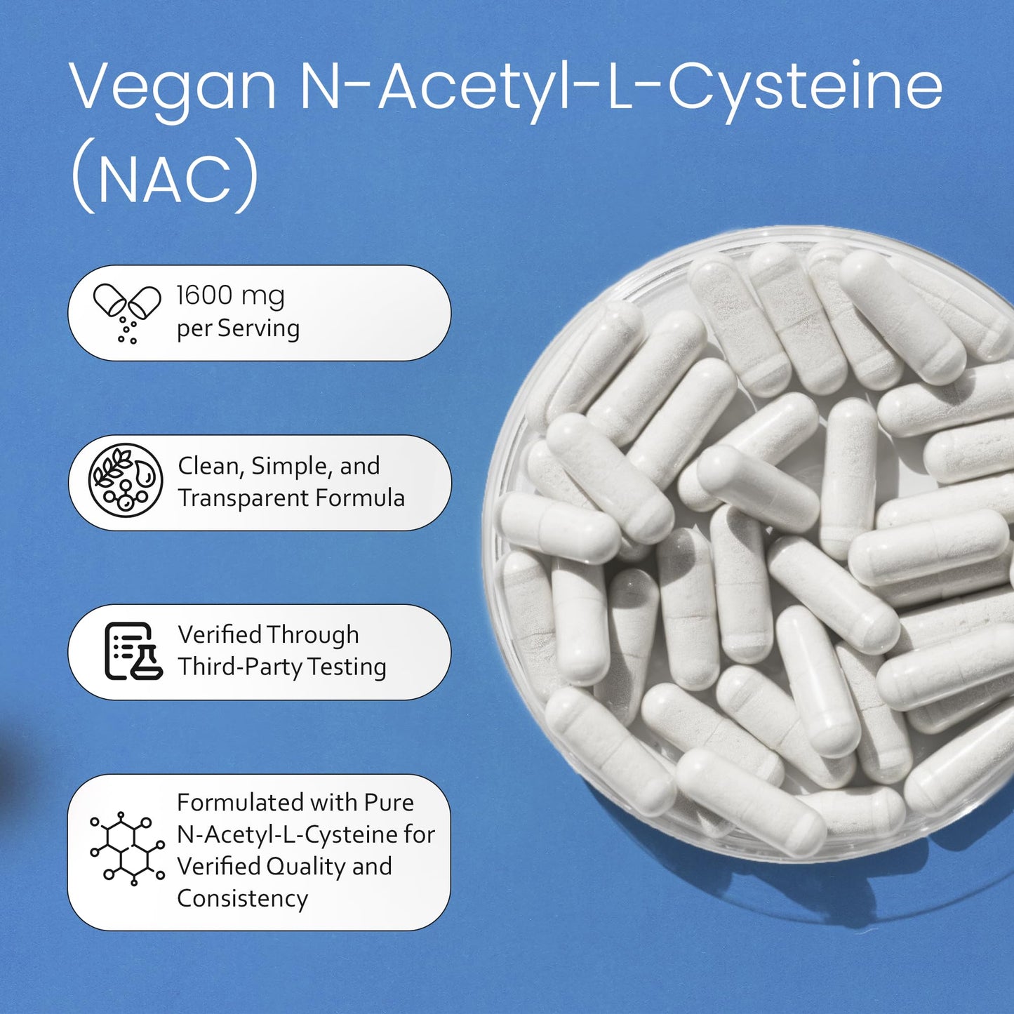 NaturaLife Labs N-Acetyl-L-Cysteine (NAC) 1600 mg – 100 Capsules, Non-GMO & Gluten-Free (2 Pack) (2) - dailyvitalstore