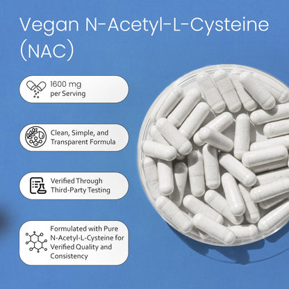 NaturaLife Labs N-Acetyl-L-Cysteine (NAC) 1600 mg – 100 Capsules - Vegan, Non-GMO & Gluten-Free - dailyvitalstore