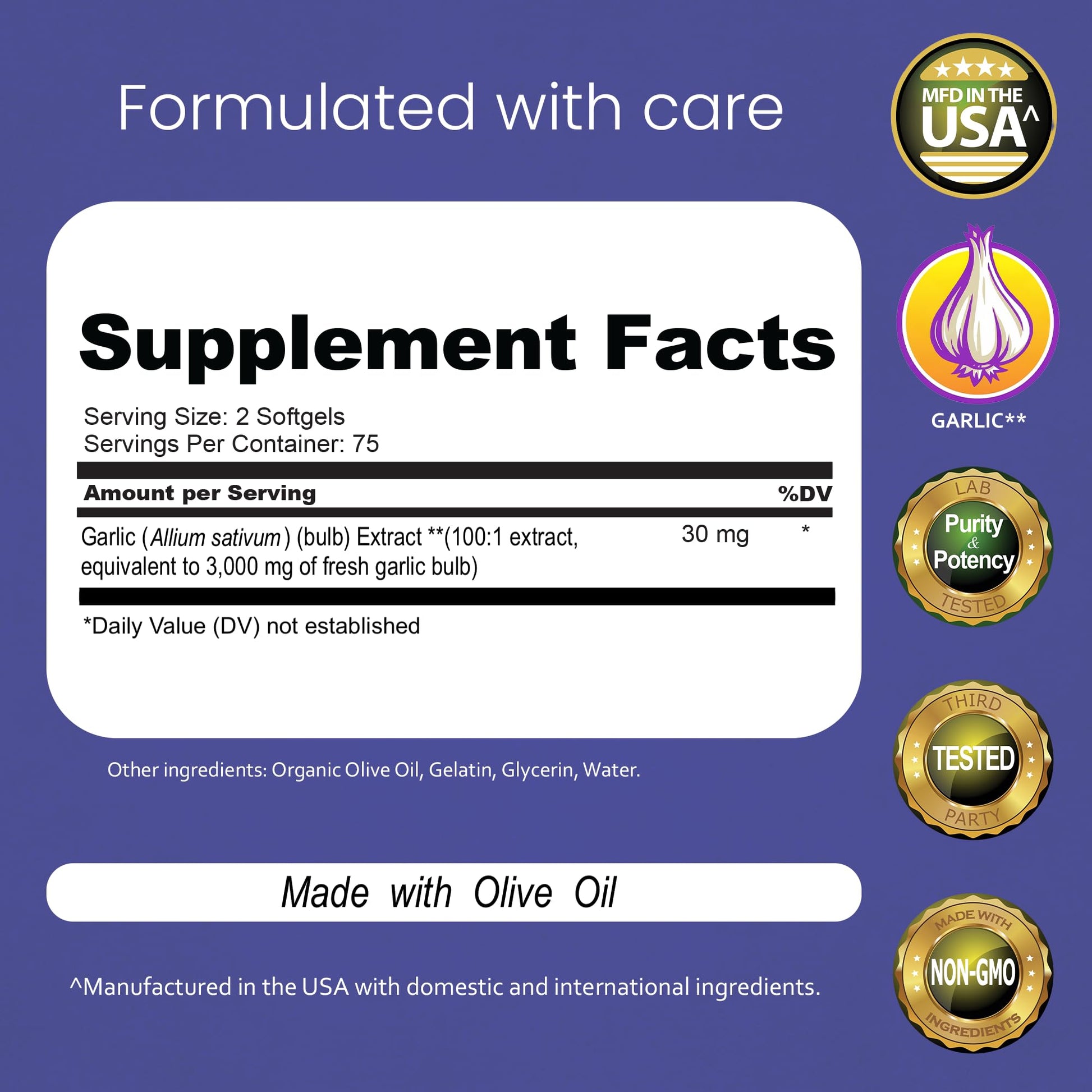 NaturaLife Labs Odorless Garlic Supplement – Garlic (Allium sativum) Extract Softgels – 150 Count – Non-GMO, Gluten-Free - dailyvitalstore