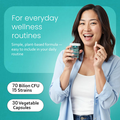NaturaLife Labs Probiotics 70 Billion CFU – 15 Strains with Organic Prebiotic & Postbiotic – 3-in-1 Formula – 30 Vegan Capsules - dailyvitalstore
