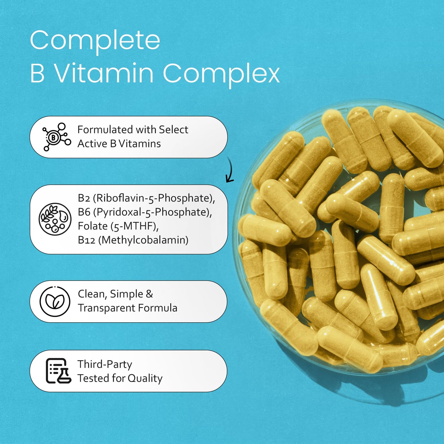 NaturaLife Labs Vitamin B Complex – All B Vitamins Including Active B2, B6, B9 & B12 (Methylcobalamin), Plus B1, B3, B5, B7 & Vitamin C – 100 Capsules - dailyvitalstore