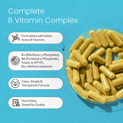 NaturaLife Labs Vitamin B Complex – All B Vitamins Including Active B2, B6, B9 & B12 (Methylcobalamin), Plus B1, B3, B5, B7 & Vitamin C – 100 Capsules - dailyvitalstore