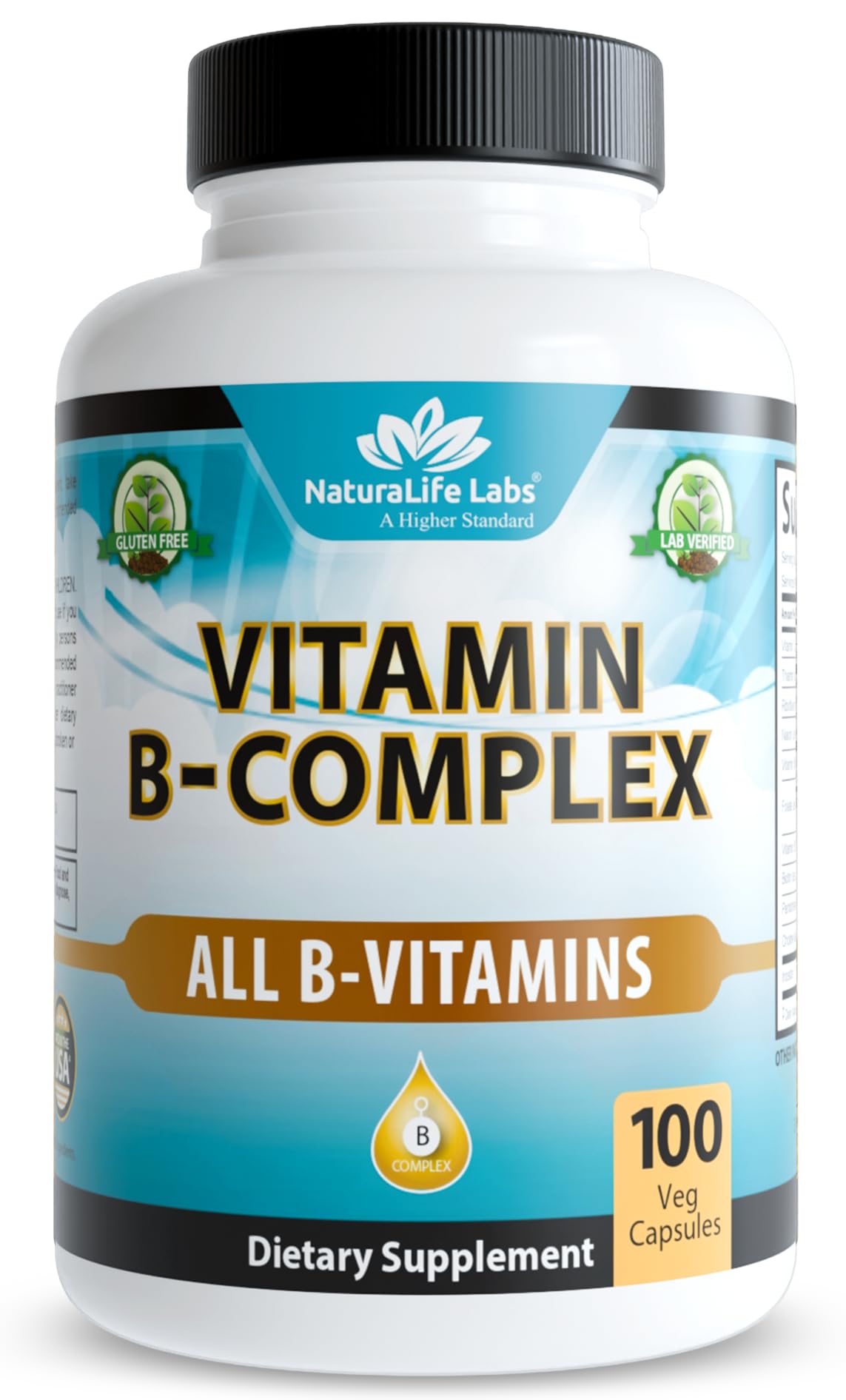NaturaLife Labs Vitamin B Complex – All B Vitamins Including Active B2, B6, B9 & B12 (Methylcobalamin), Plus B1, B3, B5, B7 & Vitamin C – 100 Capsules - dailyvitalstore