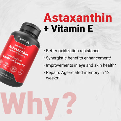 Naturalis New Zealand Astaxanthin (12mg) | Enhanced with Natural Vitamin E | Non-GMO, Soy & Gluten Free | 120 Softgels (4 Month Supply) - dailyvitalstore