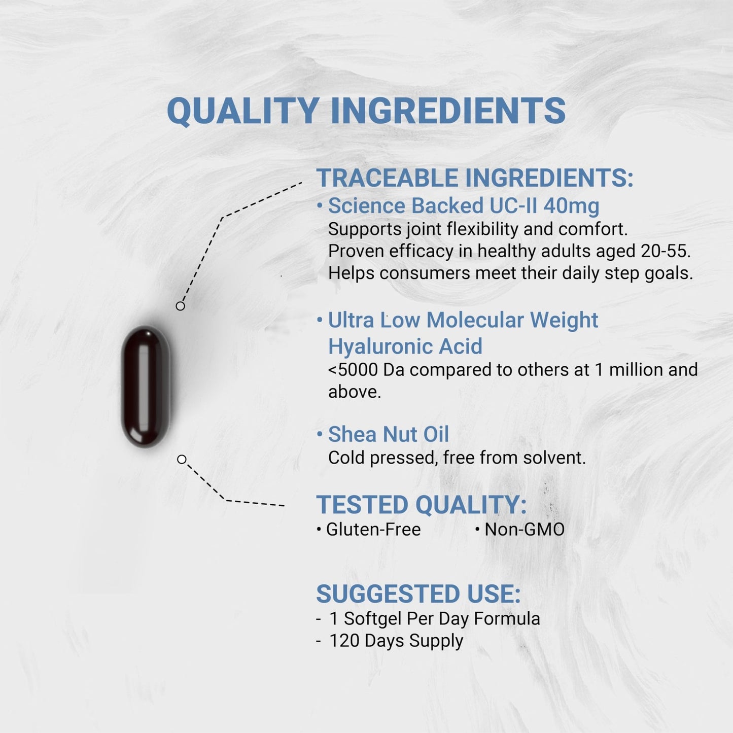 Naturalis UC-II 40 mg with Hyaluronic Acid and Shea Nut Oil | Enhanced Undenatured Type II Collagen for Better Joint Health, Mobility & Flexibility | Gluten-Free & Non-GMO | 120 Softgels - dailyvitalstore