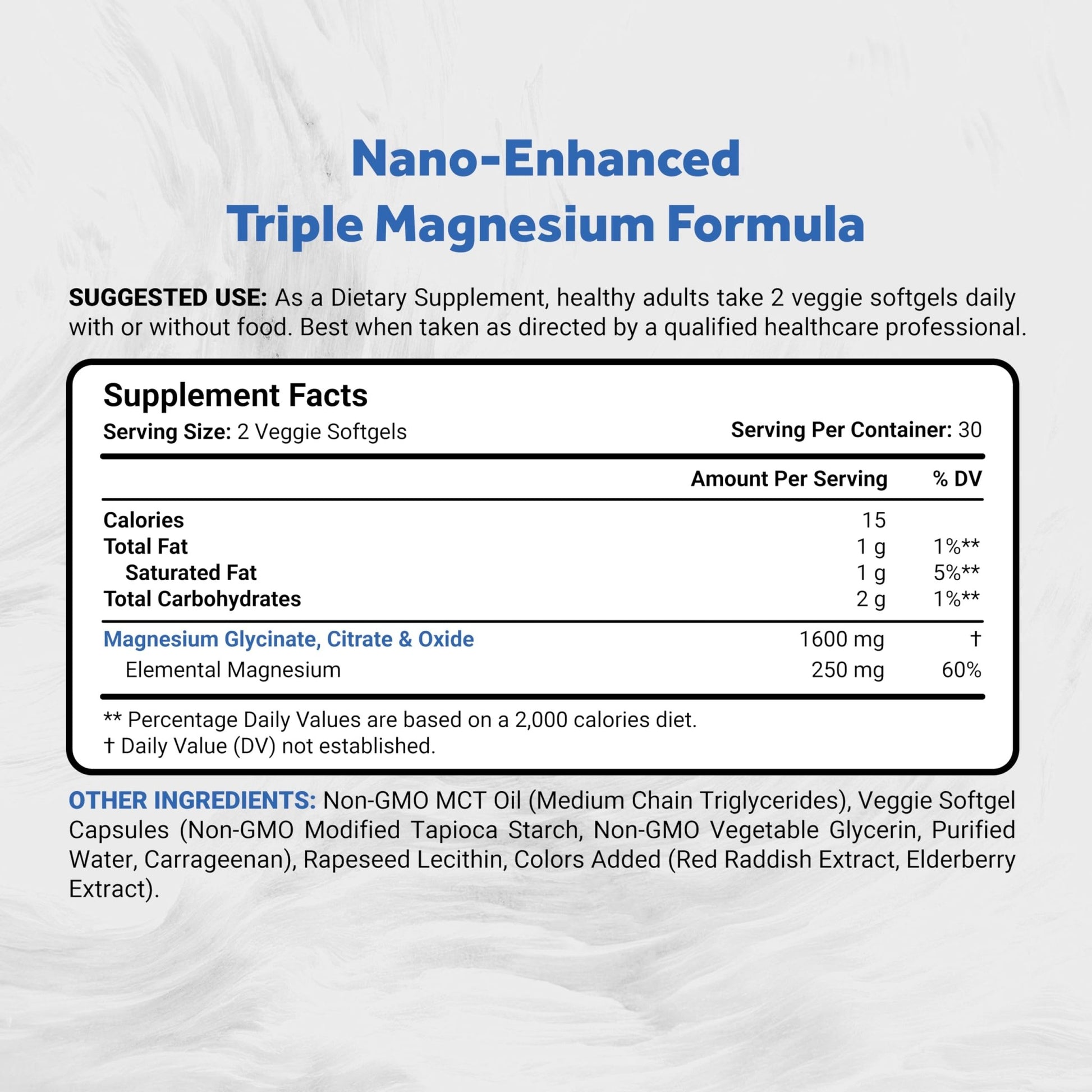Naturalis Vegan Triple Magnesium Complex | Chelated Glycinate, Citrate & Oxide 1600mg Delivers 250mg Elemental Magnesium | Easily Absorbed for Stress, Muscle, Heart, Bone Support* | 60 Softgels - dailyvitalstore