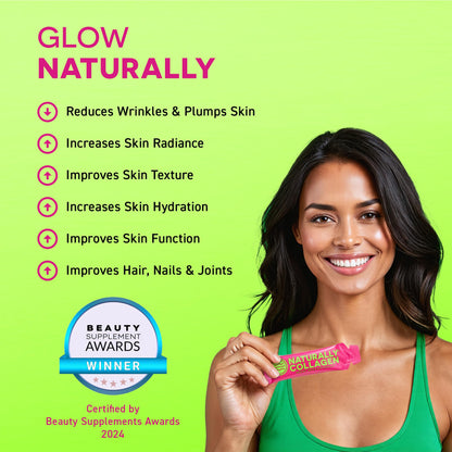 Naturally Collagen - Premium Hydrolyzed Liquid Marine Collagen Supplement - 8000mg of Collagen per Sachet Plus 180mg VIT C - Natural Tropical Fruit Flavour - 14 Sachets per Box - dailyvitalstore
