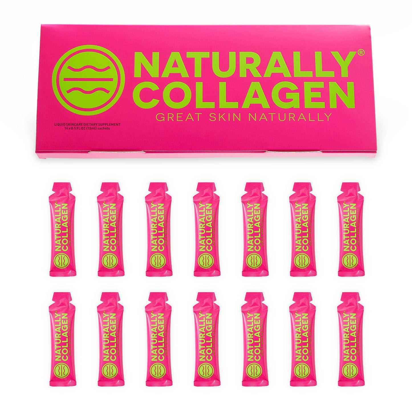 Naturally Collagen - Premium Hydrolyzed Liquid Marine Collagen Supplement - 8000mg of Collagen per Sachet Plus 180mg VIT C - Natural Tropical Fruit Flavour - 14 Sachets per Box - dailyvitalstore