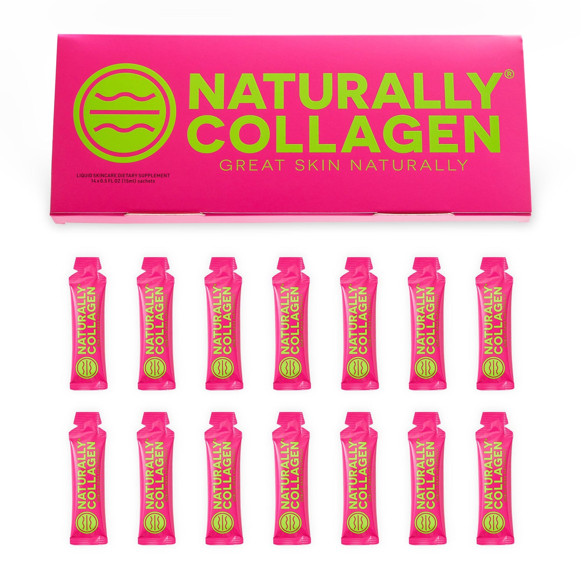 Naturally Collagen - Premium Hydrolyzed Liquid Marine Collagen Supplement - 8000mg of Collagen per Sachet Plus 180mg VIT C - Natural Tropical Fruit Flavour - 14 Sachets per Box - dailyvitalstore