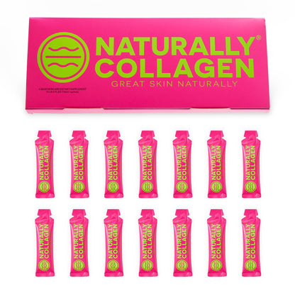 Naturally Collagen - Premium Hydrolyzed Liquid Marine Collagen Supplement - 8000mg of Collagen per Sachet Plus 180mg VIT C - Natural Tropical Fruit Flavour - 14 Sachets per Box - dailyvitalstore