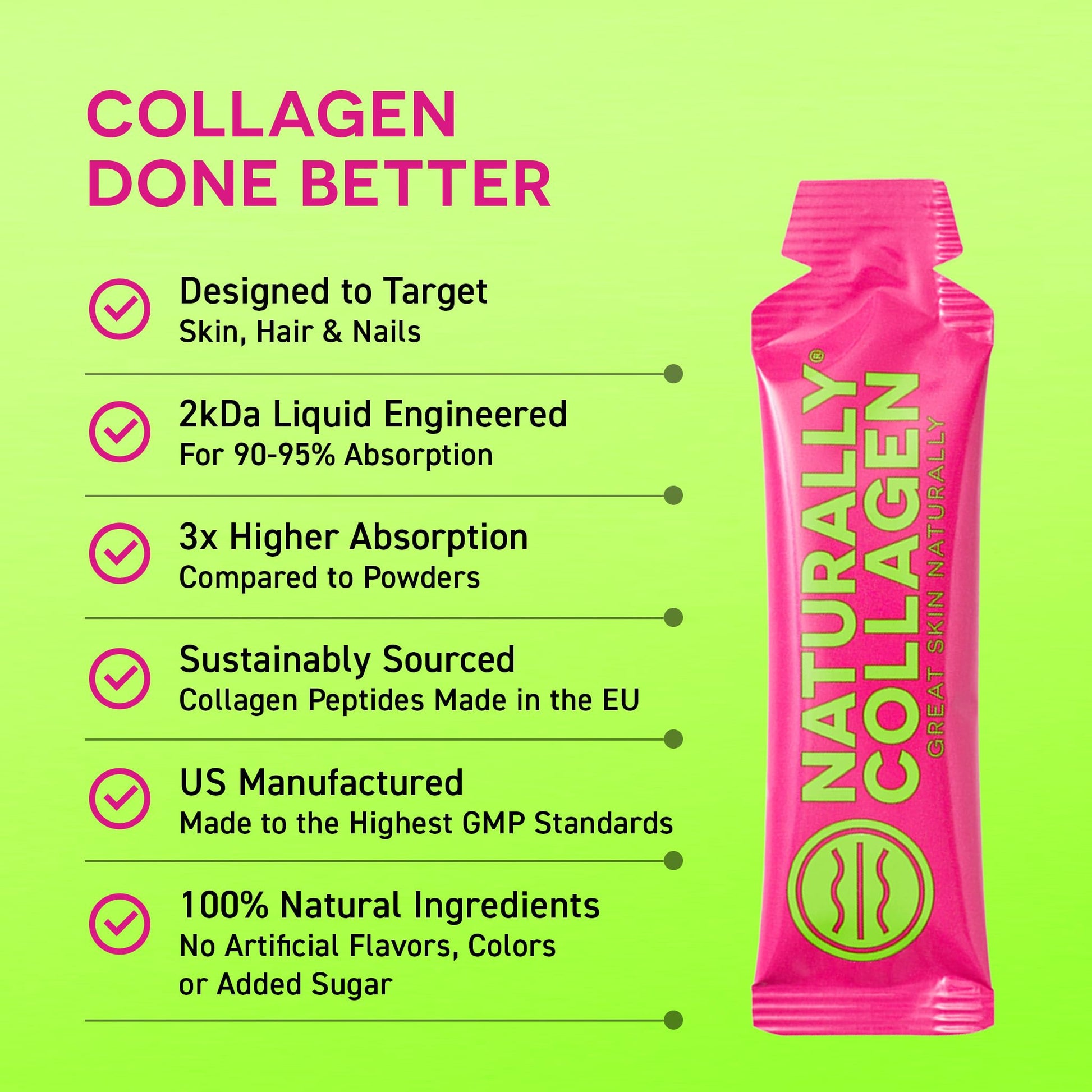 Naturally Collagen - Premium Hydrolyzed Liquid Marine Collagen Supplement - 8000mg of Collagen per Sachet Plus 180mg VIT C - Natural Tropical Fruit Flavour - 14 Sachets per Box - dailyvitalstore