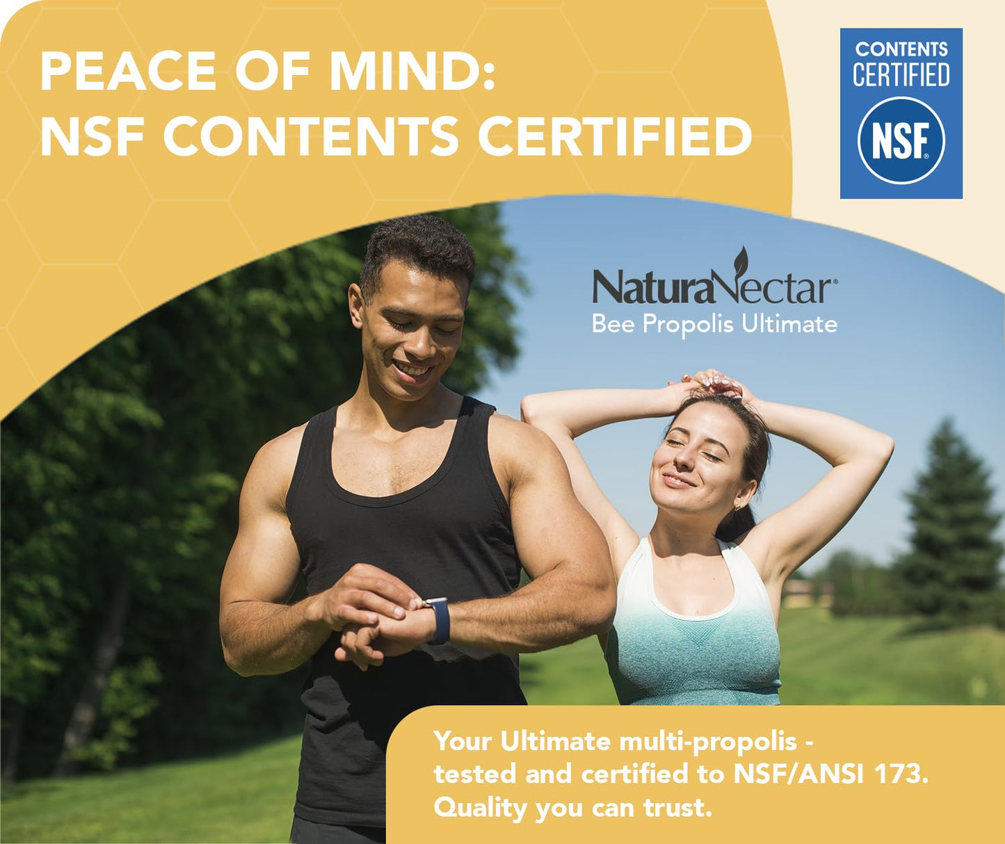 NaturaNectar - Ultimate Bee Propolis Capsules - NSF Contents Certified -Brazilian Red, Brown, & Green - Gluten-Free Supplement with Flavonoids - Naturally Sourced Through Ethical Beekeeping (60pcs.) - dailyvitalstore