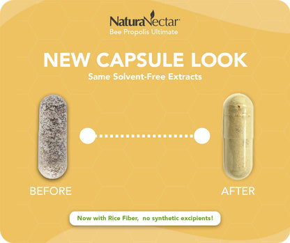 NaturaNectar - Ultimate Bee Propolis Capsules - NSF Contents Certified -Brazilian Red, Brown, & Green - Gluten-Free Supplement with Flavonoids - Naturally Sourced Through Ethical Beekeeping (60pcs.) - dailyvitalstore