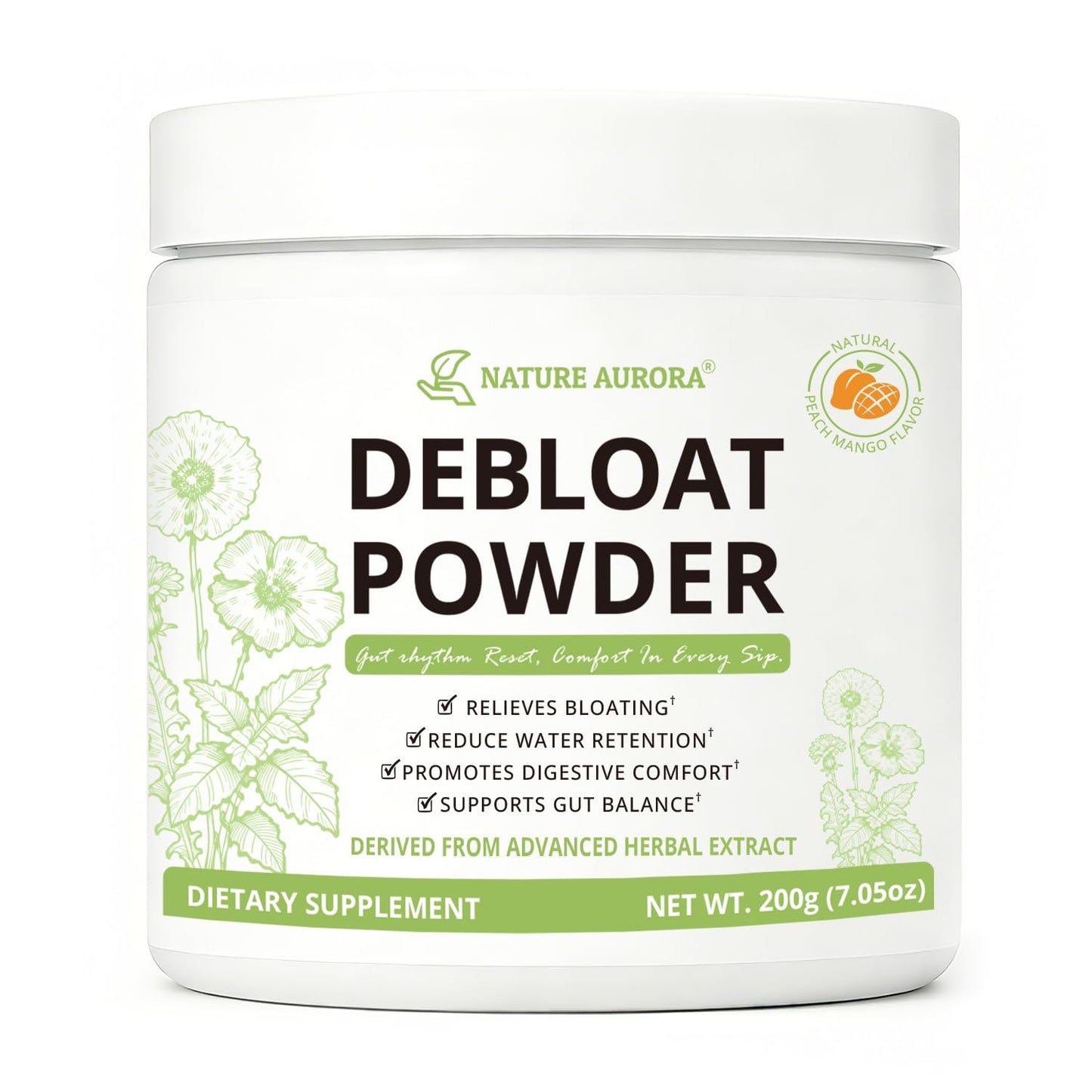 Nature Aurora Debloat Powder for Digestive Health, Natural Bloating Relief, Water Retention & Gut Balance Support, Digestive Enzymes for Women & Men, - dailyvitalstore
