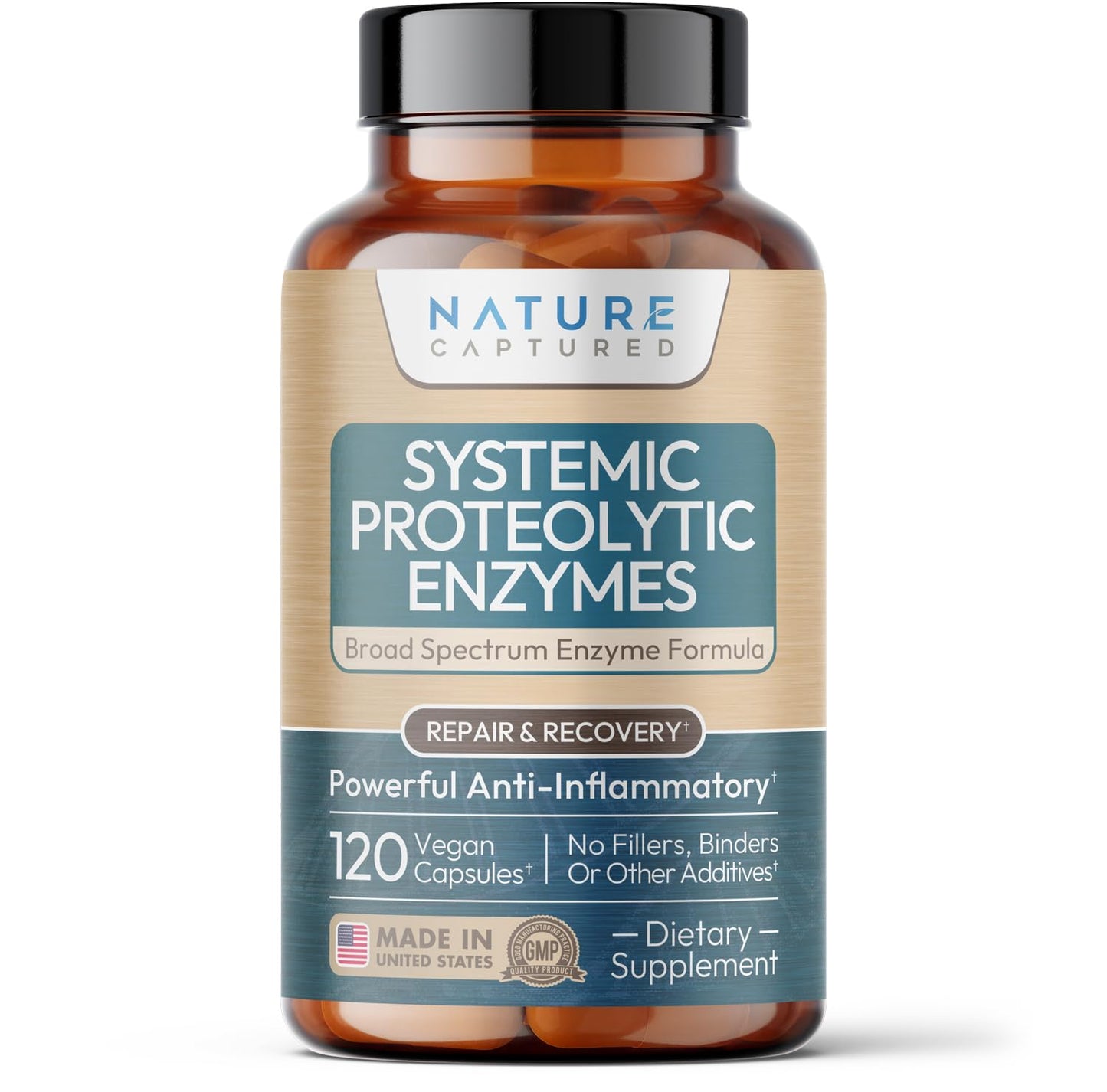 Nature Captured Systemic Proteolytic Enzyme Complex - Naturally Supports Recovery & Joints - 120 Capsules - Vegan - GMP - Additive Free - dailyvitalstore